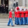 La famille royale de Danemark à la sortie des obsèques du prince Henrik de Danemark en l'église du château de Christianborg à Copenhague. Le 20 février 2018 20/02/2018 - Copenhague
