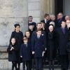La famille royale danoise à la sortie de l'église lors des obsèques du prince Henrik de Danemark le 20 février 2018 en l'église du palais de Christiansborg à Copenhague.