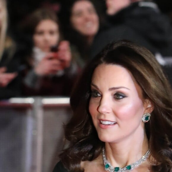 Kate Middleton (enceinte) et le prince William à la 71ème cérémonie des British Academy Film Awards (BAFTA) au Royal Abert Hall à Londres, le 18 février 2018.