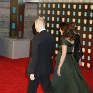 Kate Middleton (enceinte) et le prince William à la 71ème cérémonie des British Academy Film Awards (BAFTA) au Royal Abert Hall à Londres, le 18 février 2018.