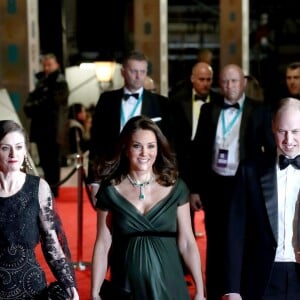 Kate Middleton (enceinte) et le prince William à la 71ème cérémonie des British Academy Film Awards (BAFTA) au Royal Abert Hall à Londres, le 18 février 2018.