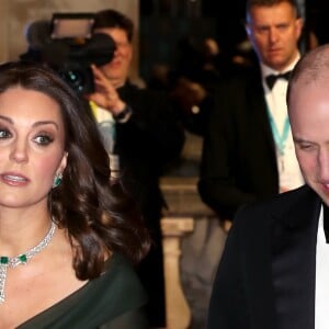 Kate Middleton (enceinte) et le prince William à la 71ème cérémonie des British Academy Film Awards (BAFTA) au Royal Abert Hall à Londres, le 18 février 2018.