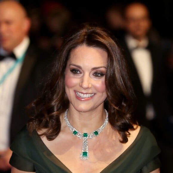 Kate Middleton (enceinte) et le prince William à la 71ème cérémonie des British Academy Film Awards (BAFTA) au Royal Abert Hall à Londres, le 18 février 2018.