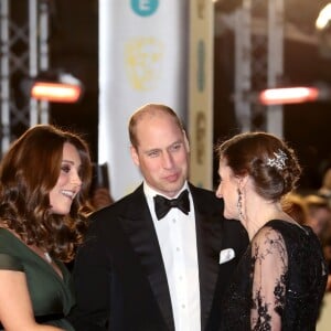 Kate Middleton (enceinte) et le prince William à la 71ème cérémonie des British Academy Film Awards (BAFTA) au Royal Abert Hall à Londres, le 18 février 2018.