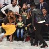Beyoncé, Blue Ivy Carter, Tina Knowles, son mari Richard Lawson, Diddy et Cassie assistent au NBA All-Star Game 2018 au Staples Center. Los Angeles, le 18 février 2018.