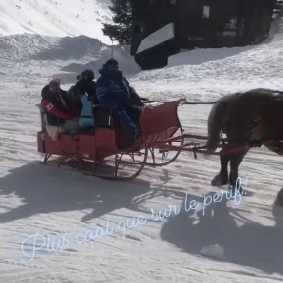 Sylvie Tellier en vacances au ski avec sa famille.