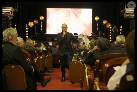 Exclusif - Raphaël Mezrahi et Laurent Baffie - 5e édition de "La Nuit de la Déprime" aux Folies Bergère à Paris le 12 février 2018. © Alain Guizard/Bestimage