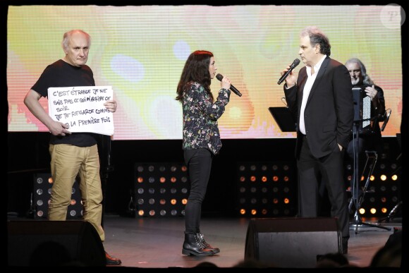 Exclusif - Jean-François Gallotte, Olivia Ruiz, Raphaël Mezrahi - 5e édition de "La Nuit de la Déprime" aux Folies Bergère à Paris le 12 février 2018. © Alain Guizard/Bestimage