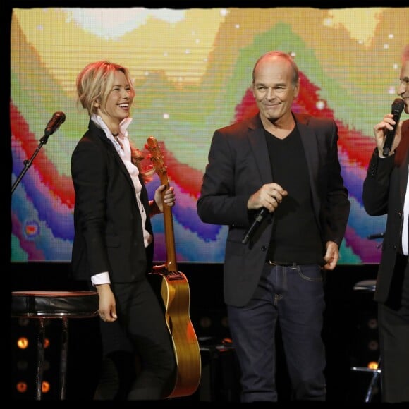 Exclusif - Laurent Baffie, Romane Serda et Raphaël Mezrahi - 5e édition de "La Nuit de la Déprime" aux Folies Bergère à Paris le 12 février 2018. © Alain Guizard/Bestimage