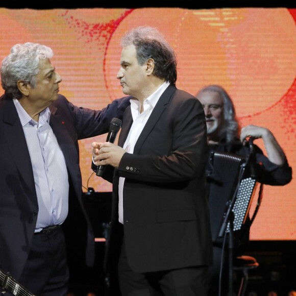 Exclusif - Enrico Macias et Raphaël Mezrahi - 5e édition de "La Nuit de la Déprime" aux Folies Bergère à Paris le 12 février 2018. © Alain Guizard/Bestimage