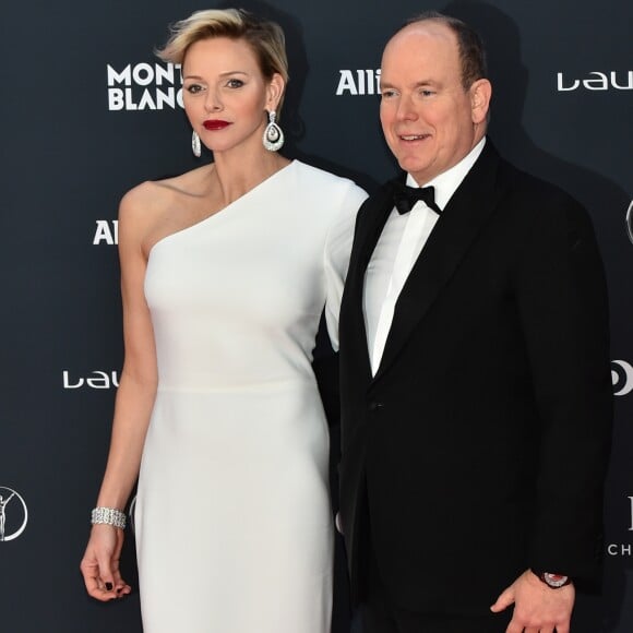 La princesse Charlene et le prince Albert II de Monaco lors des Laureus World Sports Awards 2018 au Sporting Monte-Carlo à Monaco le 27 février 2018. © Bruno Bebert / Bestimage