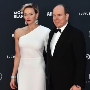 La princesse Charlene et le prince Albert II de Monaco lors des Laureus World Sports Awards 2018 au Sporting Monte-Carlo à Monaco le 27 février 2018. © Bruno Bebert / Bestimage