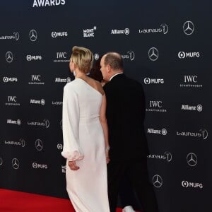 La princesse Charlene et le prince Albert II de Monaco lors des Laureus World Sports Awards 2018 au Sporting Monte-Carlo à Monaco le 27 février 2018. © Bruno Bebert / Bestimage