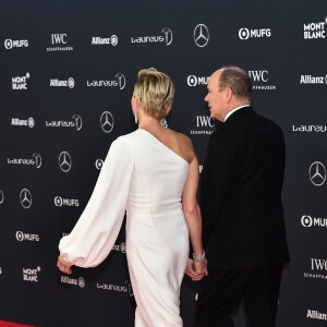 La princesse Charlene et le prince Albert II de Monaco lors des Laureus World Sports Awards 2018 au Sporting Monte-Carlo à Monaco le 27 février 2018. © Bruno Bebert / Bestimage