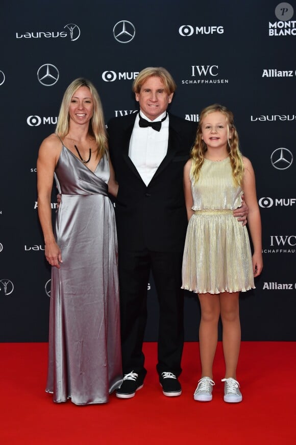 Robby Naish, sa femme Katie et sa fille Christina lors des Laureus World Sports Awards 2018 au Sporting Monte-Carlo à Monaco le 27 février 2018. © Bruno Bebert / Bestimage