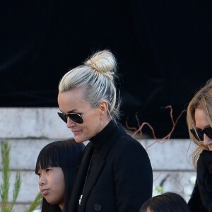 Brigitte Macron, David Hallyday, Laura Smet, Laeticia Hallyday, ses filles Jade et Joy devant l'église de la Madeleine pour les obsèques de Johnny Hallyday à Paris, France, le 9 décembre 2017. © Veeren/Bestimage