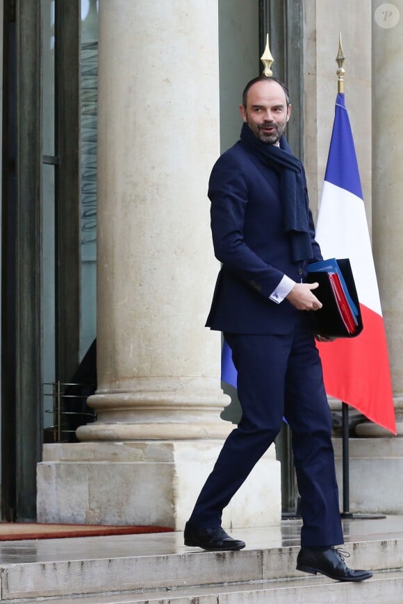  Le premier ministre, Edouard Philippe- Sorties du conseil des ministres du 7 mars 2018, au palais de l'Elysée à Paris. © Stéphane Lemouton / Bestimage 