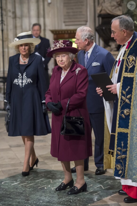 Camilla Parker Bowles, duchesse de Cornouailles, la reine Elisabeth II d'Angleterre, le prince Charles - La famille royale d'Angleterre lors de la cérémonie du Commonwealth en l'abbaye Westminster à Londres. Le 12 mars 2018  Annual multi-faith service in celebration of the Commonwealth. 12 March 2018.12/03/2018 - Londres