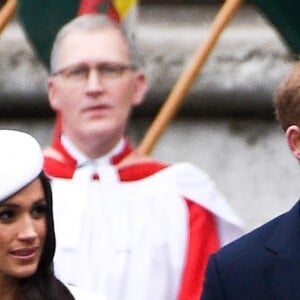 Le prince Harry et sa fiancée Meghan Markle - La famille royale d'Angleterre à son arrivée à la cérémonie du Commonwealth en l'abbaye Westminster à Londres.