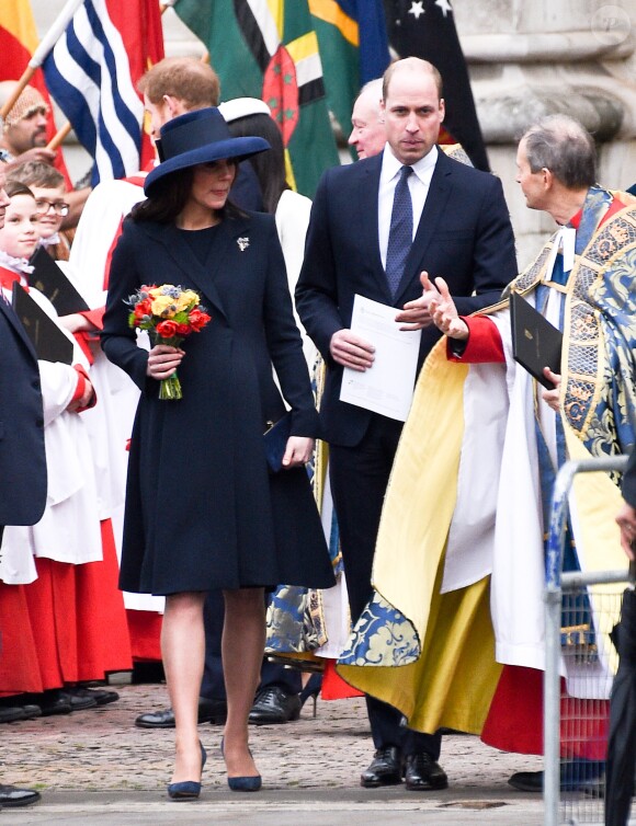 Le prince William, duc de Cambridge, et Kate Catherine Middleton (enceinte), duchesse de Cambridge - La famille royale d'Angleterre à son arrivée à la cérémonie du Commonwealth en l'abbaye Westminster à Londres. Le 12 mars 2018  Annual multi-faith service in celebration of the Commonwealth. 12 March 2018.12/03/2018 - Londres