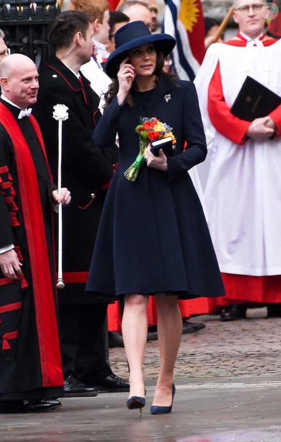 Kate Catherine Middleton (enceinte), duchesse de Cambridge - La famille royale d'Angleterre à son arrivée à la cérémonie du Commonwealth en l'abbaye Westminster à Londres. Le 12 mars 2018  Annual multi-faith service in celebration of the Commonwealth. 12 March 2018.12/03/2018 - Londres