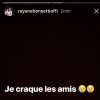Rayane Bensetti inquiète avec de nouveaux messages alarmants sur Instagram, le 25 février 2018.