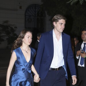 La princesse Alexandra de Hanovre et son compagnon Ben-Silvester Strautmann - Arrivées au cocktail lors du mariage du prince Christian de Hanovre avec Alessandra de Osma à Lima au Pérou, le 16 mars 2018.