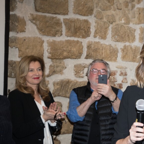 Véronica Antonelli, Valérie Trierweiler, Christian Rauth, Isabelle Ithurburu - Tirage national du Don'actions du Secours Populaire à Paris, le 16 mars 2018.