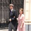 Le prince Ernst August Jr de Hanovre et Elizabeth Foy Vasquez, mère d'Alessandra de Osma, au mariage de son frère le prince Christian de Hanovre et d'Alessandra de Osma le 16 mars 2018 à Lima au Pérou.