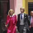 Le prince Christian de Hanovre et sa mère Chantal Hochuli le 16 mars 2018 lors de son mariage avec Alessandra de Osma à Lima au Pérou.