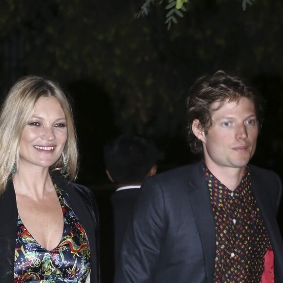 Kate Moss et son compagnon Nikolai von Bismarck au cocktail lors du mariage du prince Christian de Hanovre et d'Alessandra de Osma à Lima au Pérou, le 16 mars 2018.