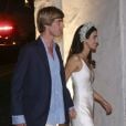  Le prince Christian de Hanovre et sa femme Alessandra de Osma, en slip dress, arrivant au manoir Berckmeyer pour le cocktail organisé suite à leur mariage religieux le 16 mars 2018 à Lima au Pérou. 