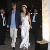 Le prince Christian de Hanovre et sa femme Alessandra de Osma, en slip dress, arrivant au manoir Berckmeyer pour le cocktail organisé suite à leur mariage religieux le 16 mars 2018 à Lima au Pérou.