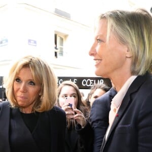 Yann Bucaille Lanrezac , Sophie Cluzel, secrétaire d'État chargée des Personnes handicapées, la première dame Brigitte Macron lors de la visite du restaurant "Joyeux, servi avec le coeur" à Paris tenu par 25 serveurs et cuisiniers en situation de handicap mental ou cognitif le 21 mars 2018 qui est aussi la journée mondiale de la trisomie 21. © Sébastien Valiela / Bestimage