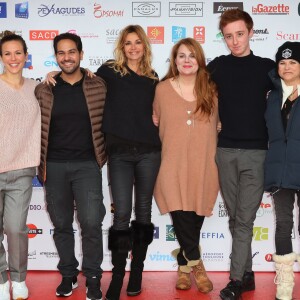 Ingrid Chauvin, Lorie (Laure Pester), Charlotte Valandrey, Samy Gharbi, Ariane Seguillon et Joaquim Fossi pour "Demain nous appartient" - 20ème anniversaire du Festival des Créations Télévisuelles de Luchon, France, le 9 février 2018. © Patrick Bernard/Bestimage