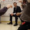 Le président Emmanuel Macron visite l'école maternelle Emelie à Paris le 27 mars 2018. © Christophe Ena / Pool / Bestimage