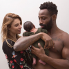 Fulgence Ouedraogo et Ariane Brodier posent avec leurs fils d'un mois. Février 2018.