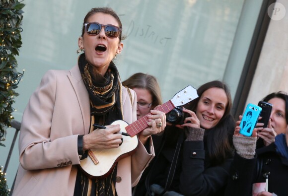 Céline Dion sort de son hôtel parisien. Le 2 décembre 2013