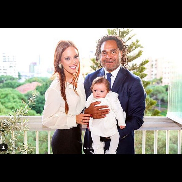Christian Karembeu et son épouse Jackie Chamoun lors du baptême de leur fille Gaïa. Instagram, le 7 janvier 2018.