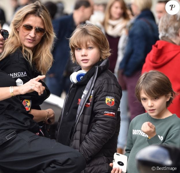  Exclusif - Sandra Sisley, Sarah Lavoine et ses fils - Course "Talon Pointe by Abarth" au circuit Bugatti du Mans les 24 et 25 mars 2018.