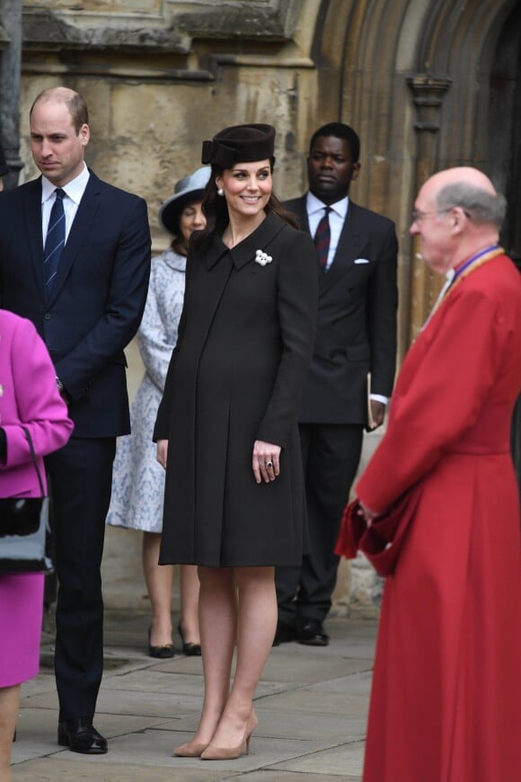 Le prince William et Kate Middleton lors de la messe de Pâques célébrée en la chappelle Saint-Georges du château de Windsor le 1er avril 2018.