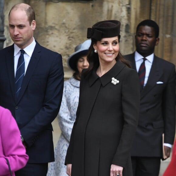 Le prince William et Kate Middleton lors de la messe de Pâques célébrée en la chappelle Saint-Georges du château de Windsor le 1er avril 2018.