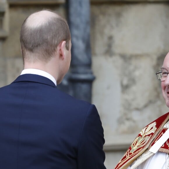 Catherine (Kate) Middleton enceinte , duchesse de Cambridge et le prince William, duc de Cambridge, David Conner - La famille royale d'Angleterre célèbre le dimanche de Pâques dans la Chapelle Saint-Georges de Windsor le 31 mars 2018.  The Royal Family of England celebrates Easter Sunday in St. George's Chapel in Windsor on march 31, 2018.01/04/2018 - Windsor