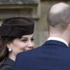 Catherine (Kate) Middleton enceinte , duchesse de Cambridge et le prince William, duc de Cambridge - La famille royale d'Angleterre célèbre le dimanche de Pâques dans la Chapelle Saint-Georges de Windsor le 31 mars 2018.
