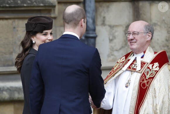 Catherine (Kate) Middleton enceinte , duchesse de Cambridge et le prince William, duc de Cambridge, David Conner - La famille royale d'Angleterre célèbre le dimanche de Pâques dans la Chapelle Saint-Georges de Windsor le 31 mars 2018.