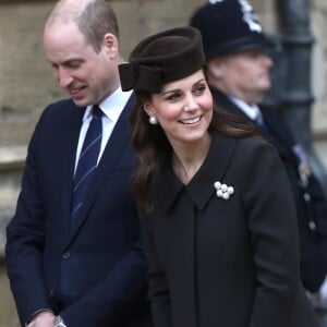 Catherine (Kate) Middleton enceinte, duchesse de Cambridge et le prince William, duc de Cambridge - La famille royale d'Angleterre célèbre le dimanche de Pâques dans la Chapelle Saint-Georges de Windsor le 31 mars 2018.