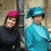 La princesse Eugenie et la princesse Anne - La famille royale d'Angleterre célèbre le dimanche de Pâques dans la Chapelle Saint-Georges de Windsor le 31 mars 2018.