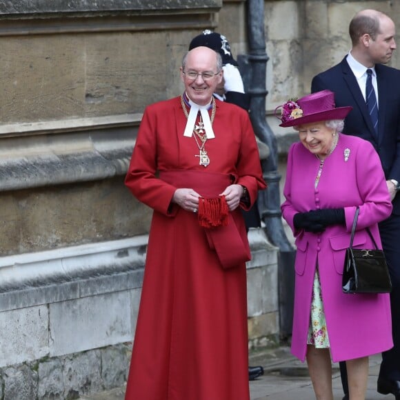 La reine Elisabeth II d'Angleterre, Catherine (Kate) Middleton enceinte, duchesse de Cambridge et le prince William, duc de Cambridge - La famille royale d'Angleterre célèbre le dimanche de Pâques dans la Chapelle Saint-Georges de Windsor le 31 mars 2018.