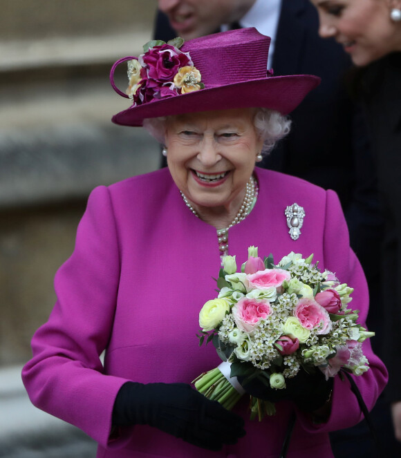 La reine Elisabeth II d'Angleterre - La famille royale d'Angleterre célèbre le dimanche de Pâques dans la Chapelle Saint-Georges de Windsor le 31 mars 2018.