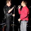 Exclusif - David Hallyday - Johnny Hallyday en duo pour son 2eme concert de la tournee "Born Rocker Tour" au POPB de Bercy a Paris. Le 15 juin 2013